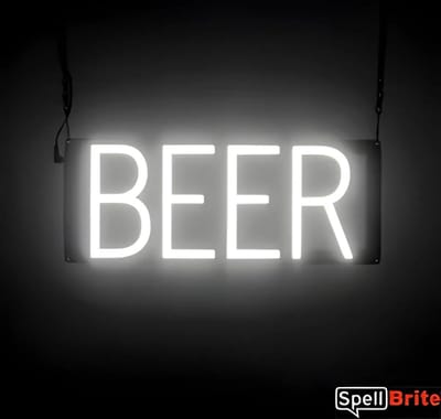 BEER - Lichtreclame Neon LED bord verlicht | SpellBrite | 40 x 16 cm | 6 Dimstanden - 8 Lichtanimaties | Reclamebord neon verlichting