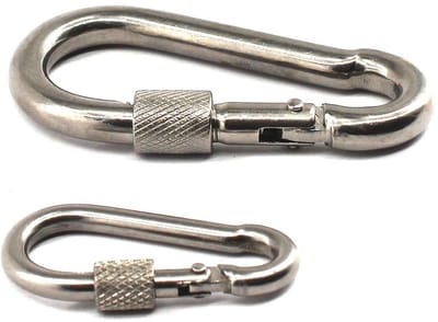 Dailygoods- Karabijnhaak M11 - Roestvrij Staal - Vergrendeling - Sleutelhanger - Kamperen - Wandelen - Dubbele Bescherming - 2 Stuks - Haak