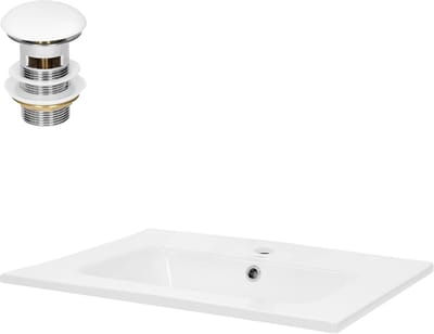 Wastafel Keramiek - Waskom Handwasbak - Badkamer Gastentoilet - Inclusief Afvoergarnituur - 61x165x46 cm - Wit