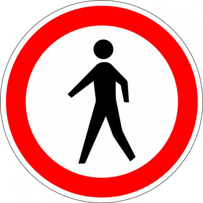 Gesloten voor voetgangers sticker, C16 50 mm - 10 stuks per kaart