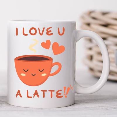 I Love U a Latte - Cadeautje voor vriendin - Valentijn cadeautje voor haar - Valentijnsdag - Verjaardag cadeau - Cadeau voor man - Cadeau voor vrouw - Grappige - Koffie mok - Kawaii