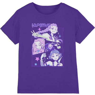 K-Pop Demon Hunters Kinderen/Kids Huntr/X Anime T-Shirt (Paars)