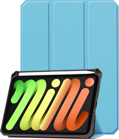 Hoesje - Geschikt voor Apple iPad Mini 7 (2024) - 8.3 inch - 7e Generatie - Dun & Stevig - Trifold Bookcase - Hard Cover Case - Met Uitsparing Geschikt voor Apple Pencil - Hardcover Book - Tablet Hoes - Lichtblauw