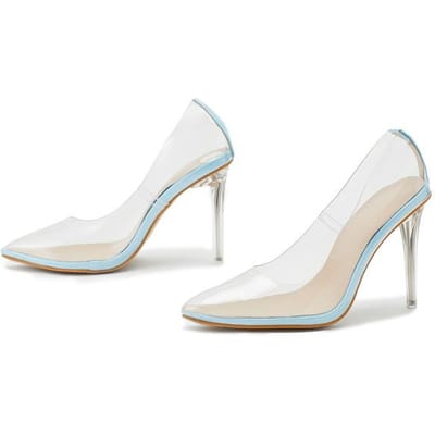 Lente Dames Enkele Schoenen Eenvoudige Mode Puntig Transparante Film Stiletto Grote Maat Catwalk Hoge Hak Schoenen Maat 35 -42 35