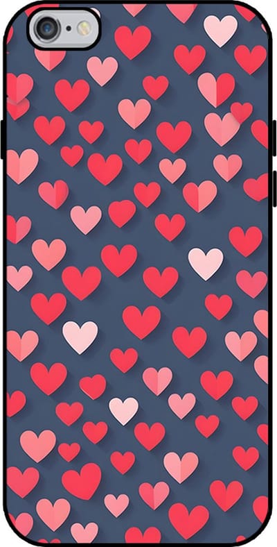 Smartphonica Telefoonhoesje Geschikt voor iPhone 6 Plus / 6s Plus met Roze en Rode Hartjes Opdruk - TPU Backcover Case With Rosé and Red Heart Design geschikt voor iPhone 6/6s Plus