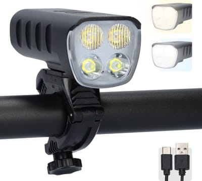 LED Fietslamp - Fietslicht - Fiets lamp - Bike light - Voorlicht voor fietsen - 1600 lumen - Verschillende standen - Met Oplader - USB-C oplaadbaar - Zwart
