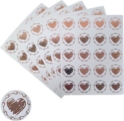 200x Transparante Stickers Op Vel - 32mm - Hart Krans Rosé Goud - Serie 2 - Sluitsticker - Sluitzegel - Cadeau Sticker - Hartje Rosé Goud - 200 Stuks