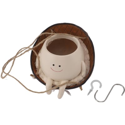 Pot de jardinière visage balançant Polyvalent Mignon Innovant Décoratif Suspendu Résine Têtes de fleurs Jardinières beige
