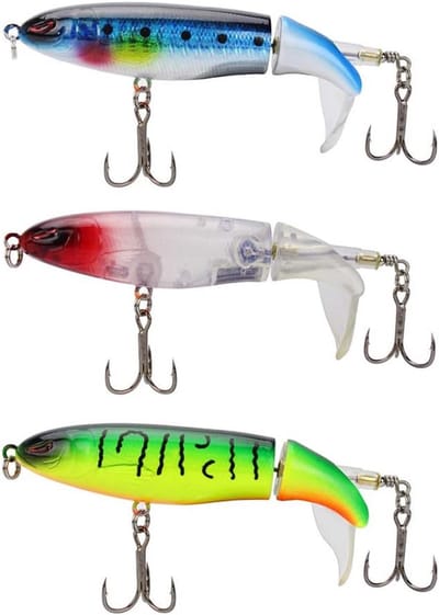Set van 3 Kunstaas - Topwater Vislure met Roterende Staart - 15cm 36g - Voor Baars, Snoek, Karper