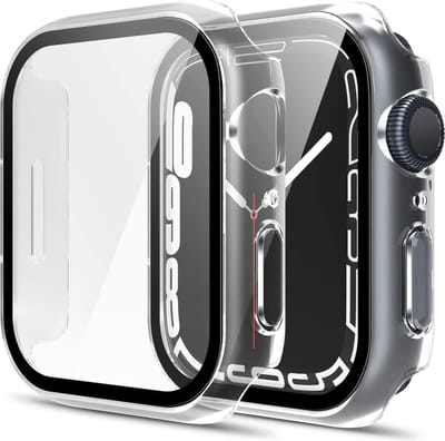 Hoesje voor Watch 45mm Serie 7 Serie 8 Serie 9 - Harde beschermhoes transparant scherm gehard glas
