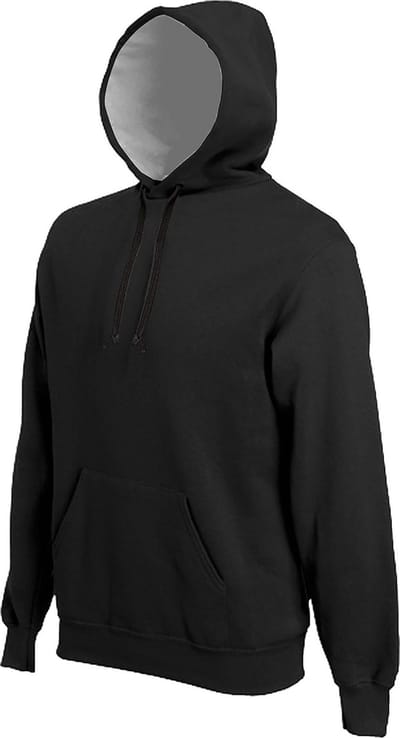 Kariban Heren Zware Contrasterende Hooded Sweatshirt / Hoodie K443 (Zwart) XL