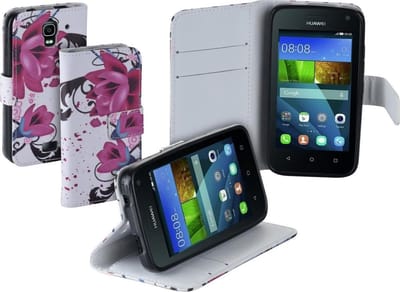 Bloemen design TPU bookcase hoes voor Huawei Y360 wallet cover