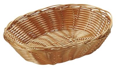 Brood- en fruitmanden set van 10 - Kunststof vlechtwerk, water- en vaatwasmachinebestendig, 24x20x6 cm - Bruin