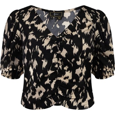 Faina Gedrapeerd blouseoverhemd Dames zwart/beige