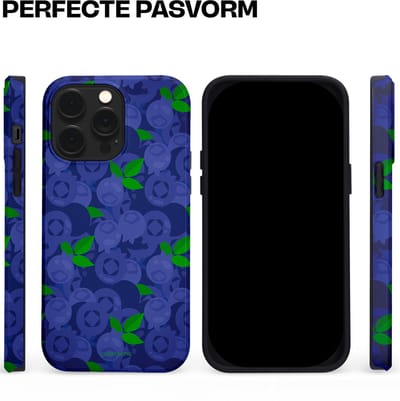 Casetastic hoesje geschikt voor Apple iPhone 14 Pro Max - MagSafe - Dubbellaagse bescherming - Berrytastic Blauwe Blueberry Bessen - Fashion Case - Donkerblauw Groen