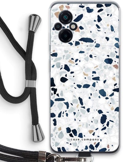 Case Company® - Hoesje met koord geschikt voor Xiaomi Poco M5 hoesje met Koord - Terrazzo N°1 - Telefoonhoesje met Zwart Koord - Bescherming aan alle Kanten en Over de Schermrand