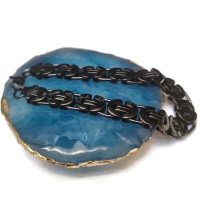Aramat Jewels | Armbanden | Stoere Zwarte Koningsschakel Armband 23 Cm | | | |12mm | Staal | Volwassenen | Verkleurd niet