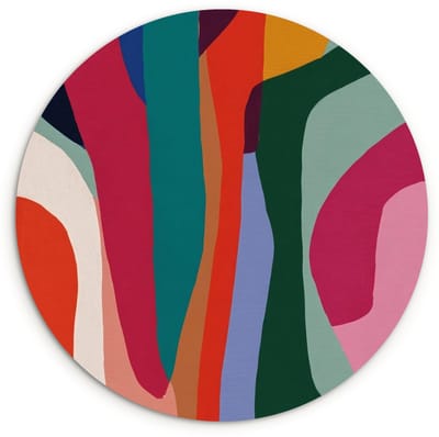WallCircle® Wandcirkel 120x120 cm - Muurcirkel Vormen - Bochten - Kleurrijk - Abstract - Muurdecoratie woonkamer - Wanddecoratie slaapkamer - Kamer decoratie accessoires - Ronde schilderijen XXL