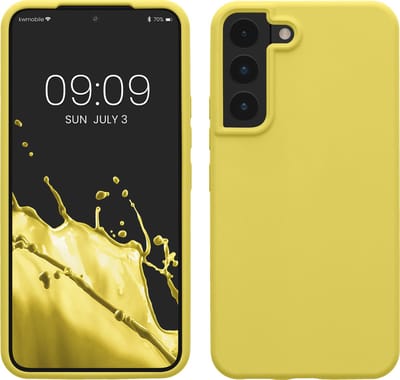kwmobile telefoonhoesje geschikt voor Samsung Galaxy S22 - Hoesje met siliconen coating - Smartphone case in citroengeel
