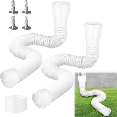 2x Verlengstuk Dakgoot Regenpijp Flexibel Rond 47-150 cm Wit - Eenvoudig Verstelbaar