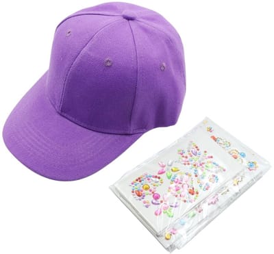 Dailygoods - Baseball Cap DIY, Versier geïndividualiseerde Baseball Cap met Gem Stickers voor Verjaardagscadeau, Baseball Cap Craft Kit -Paars