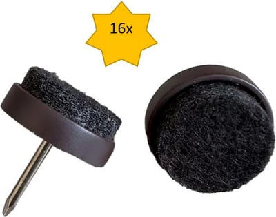 FSW-Products - Anti Kras Vloerbeschermer met Spijker - Bruin - 16 Stuks - Rond - 20mm dia - Meubelonderzetters - Meubelvilt