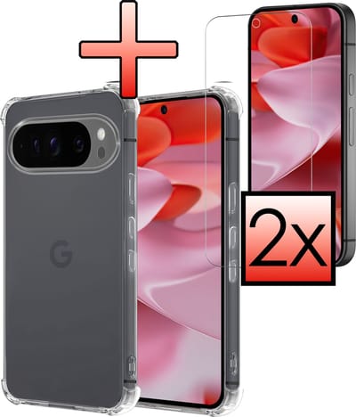 Hoesje - Met Screenprotector - 2 Stuks - Geschikt voor Google Pixel 10 Pro - Sterk & Shockproof - Siliconen Case - Back Cover - Telefoon Hoes - Shock Proof - Transparant