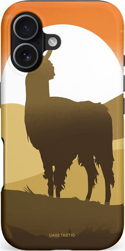 Casetastic hoesje geschikt voor Apple iPhone 17 - MagSafe - Dubbellaagse bescherming - Silhouet Alpaca - Fashion Case - Donkergrijs Terracotta Beige Wit
