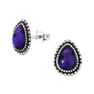 Aramat Jewels | Oorbellen | Zilveren Paars Abalone Oorbellen 12x9 mm | | | |9mm | Zilver | Volwassenen | Verkleurd niet