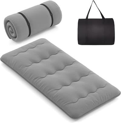 Japanse futonmatras - Vloermatras slaapmat - Comfortabel slapen - Wasbare hoes - 90x200 cm - Grijs