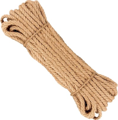 50M x 8MM Jute Touw, Gedraaid Henneptouw, Bruin Natuurlijk Jute Touw voor Knutselen, Tuinieren en DIY Projecten