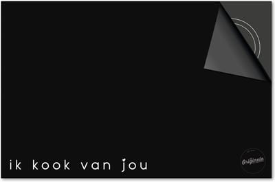 Inductie beschermer 60x60 - afdekplaat inductie mat - Dietrix Kookplaat beschermer - Exclusief - Quotes - Ik Kook van Jou Zwart