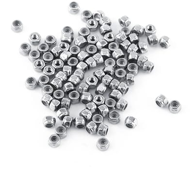Dailygoods- Borgmoeren 100 Stuks - Zeskantflensmoer - Roestvrij Staal SS304 - Nylon Inzetstuk - M2 - Geschikt voor Hardware/Voertuigen - Moeren