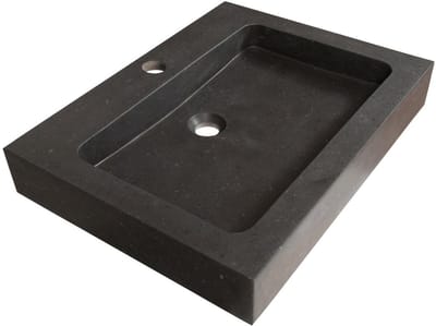 Brauer Lava Wastafel - 60 cm - met 1 Spoelbak en 1 Kraangat - Natuursteen Basalt Antraciet