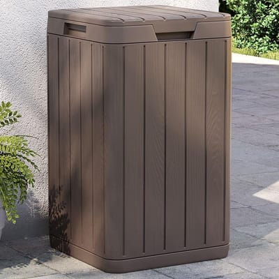 Grote Tuin Afvalbak 38x38x65 cm - Polypropyleen Bruin - Voor Buiten