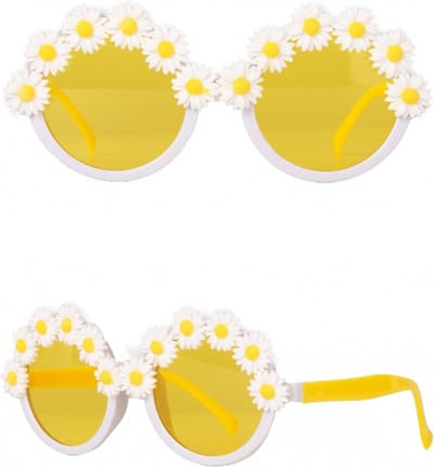 Bril hippie witte bloemen