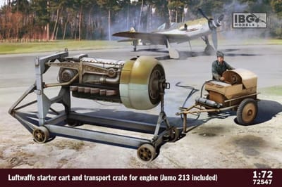 IBG Models Modelbouwpakket Militaire voertuigen - 72547 Luftwaffe Starter car - Transport Crate for engine - Jumo 213 inbegrepen Plastic - 1:72 - Modelbouw