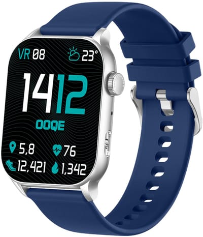 OOQE WATCH PRO 8 - Smartwatch Heren en Dames | Geschikt voor iOS en Android | AMOLED | Notificaties | Gezondheidsanalyse | Sportanalyse | GPS Koppeling | Bellen | Muziek/Audio Luisteren | Ergonomisch | Nederlandstalig | Blauw