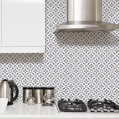 Zelfklevende tegelmuurstickers voor keuken en badkamer - 9 Venetiaanse Azulejos cementtegelstickers - 9 stickers 10x10cm