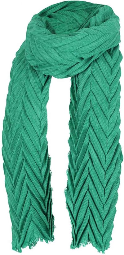 Sarlini Langwerpige Woven Plisse Sjaal Groen