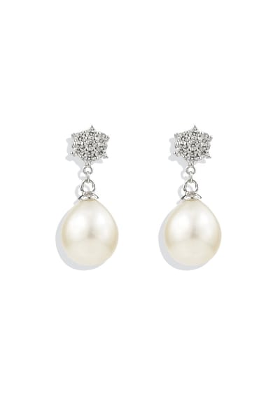 PROUD PEARLS® Zilveren oorknopjes met parels en zirkonia