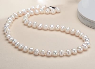 N3 Collecties Dames Natuurlijke zoetwaterparel 925 sterling zilveren ketting-40 cm