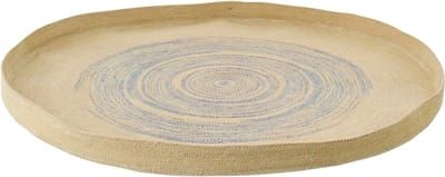 J-Line wanddecoratie Dienblad Rond Gestreept - zeegras - naturel/blauw - large