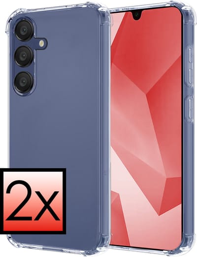 Hoesje - 2 Stuks - Geschikt voor Samsung Galaxy A16 - Sterk & Shockproof - Siliconen Case - Back Cover - Telefoon Hoes Shock Proof - Transparant