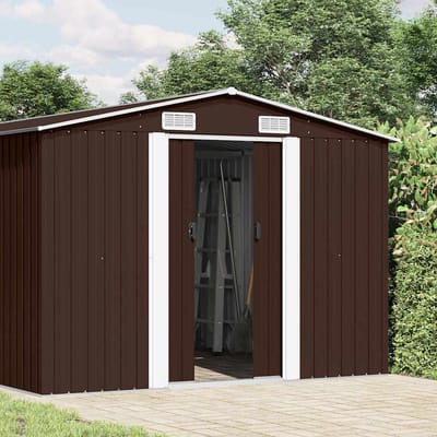 vidaXL - Tuinschuur - 257x489x181 - cm - metaal - bruin