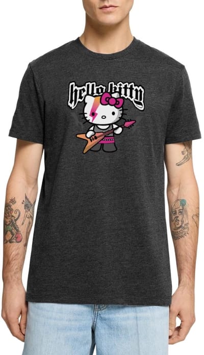 Hello Kitty In Een Rockoutfit Speelt E-gitaar Premium T Shirt Heren