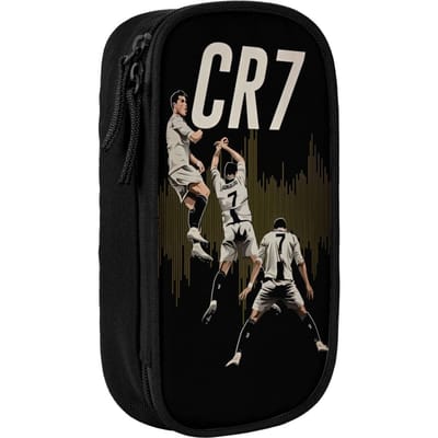 Cr7 Voetbal Pennenbakje Voor Ronaldo's Fans Dubbele Laag Grote Capaciteit Voor School Voetbal Liefhebber Etui Schrijfwaren Cadeau (as the picture,Large)