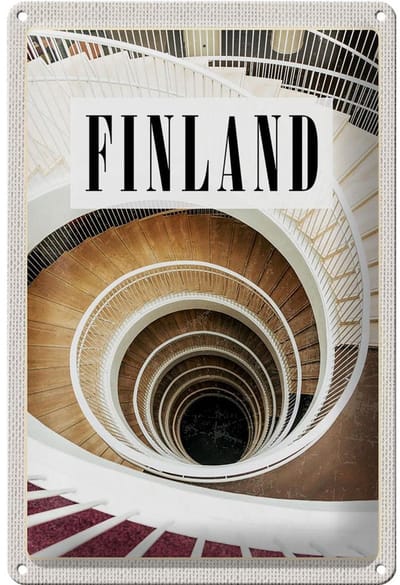 Blechschild Reise 20x30cm Finnland Treppen Gebäude Stuffen Gang