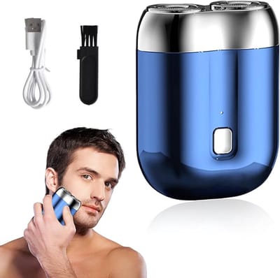 Draagbaar elektrisch scheerapparaat - Blauw - 7 x 5,4 cm - IPX7 waterdicht mini-scheerapparaat - Voor Heren