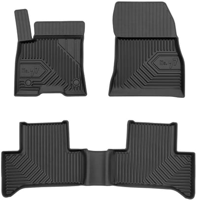 Frogum No.77 Luxe Rubberen Automatten Set - Geschikt voor MERCEDES-BENZ EQA (H243) Vanaf 2021 - 3-delig (Achtermat uit één stuk) - Perfecte Pasvorm - Geurloos TPE - 4 cm Hoge Rand - Zwart